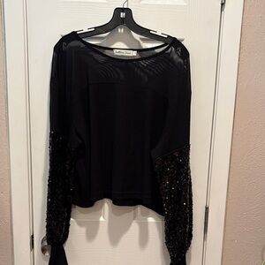 Southern Grace Black Sequin Sleeve Sweatshirt